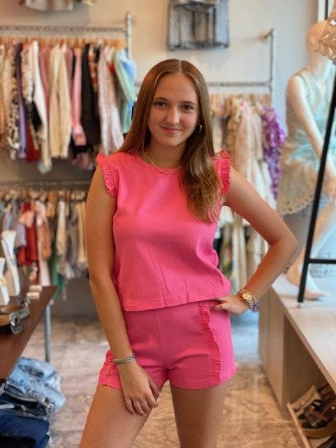 LO Pink ruffle Top - IF SO 