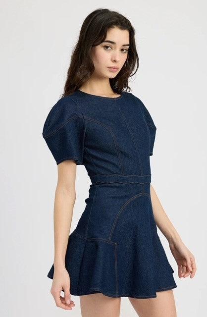 ES Denim Puff Sleeve Dress - IF SO 