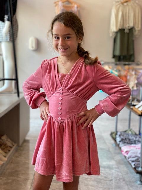 KJ Kids Pink Velvet Dress - IF SO 