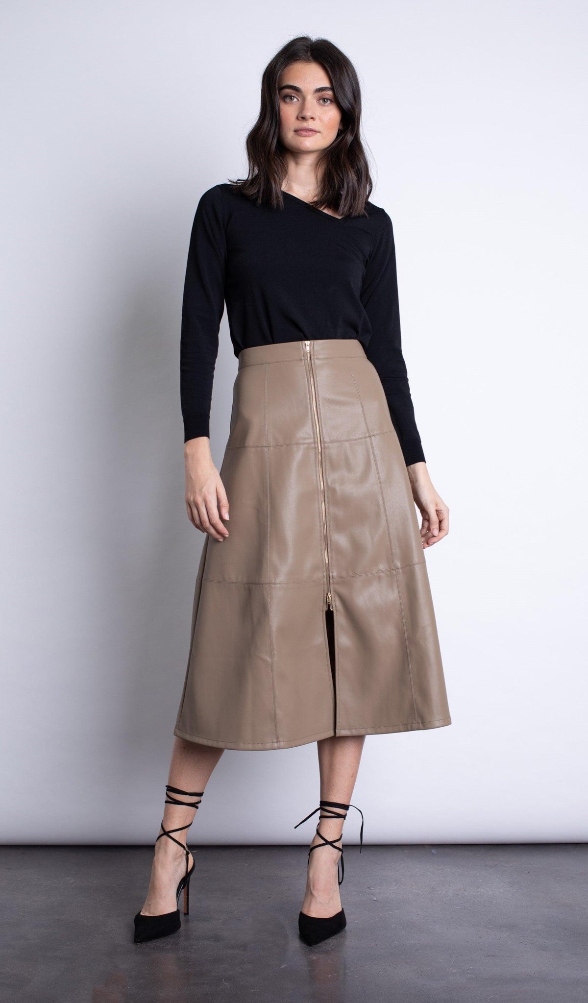 KG Taupe Faux Leather Skirt - IF SO 