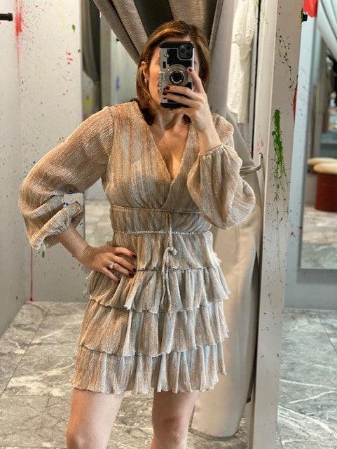 FA Off White Metallic Top And Skirt Set - IF SO 