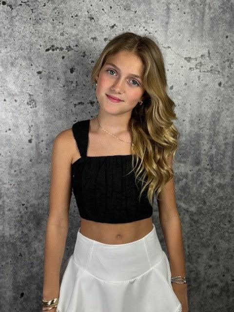 IS Black Gathered Crop Top - IF SO 