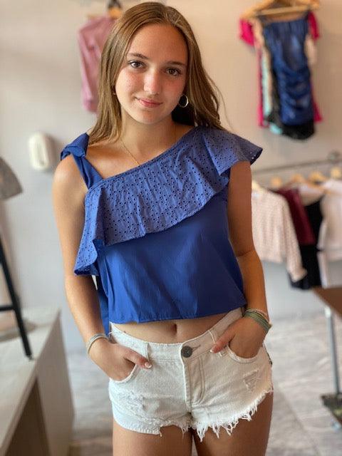 IS Blue One Shoulder Top - IF SO 