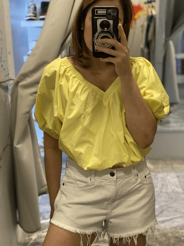 ER Yellow V Neck Bubble Top - IF SO 