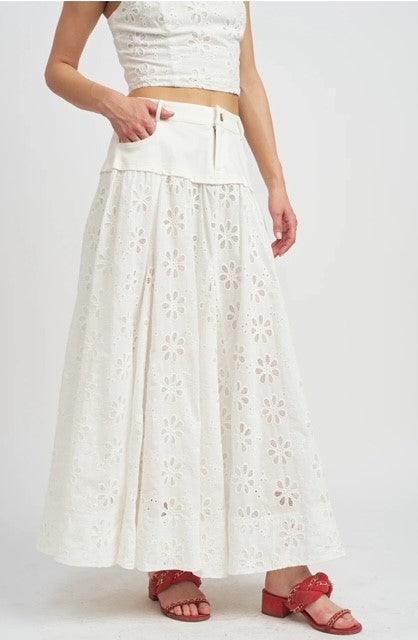 ES White Eyelet Maxi Skirt - IF SO 