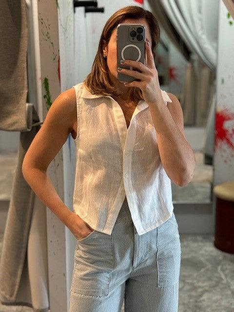 OL White Linen Top - IF SO 