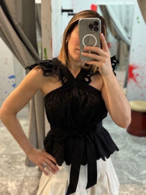 ES Black Ruffle Top - IF SO 