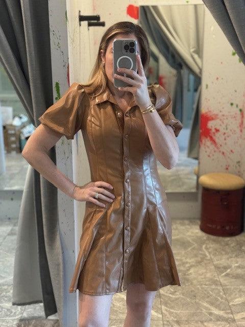 TA Camel Faux Leather Dress - IF SO 