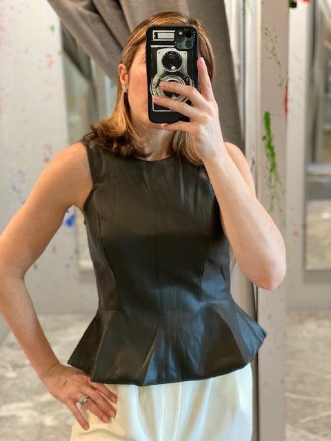 ES Olive Faux Leather Top - IF SO 