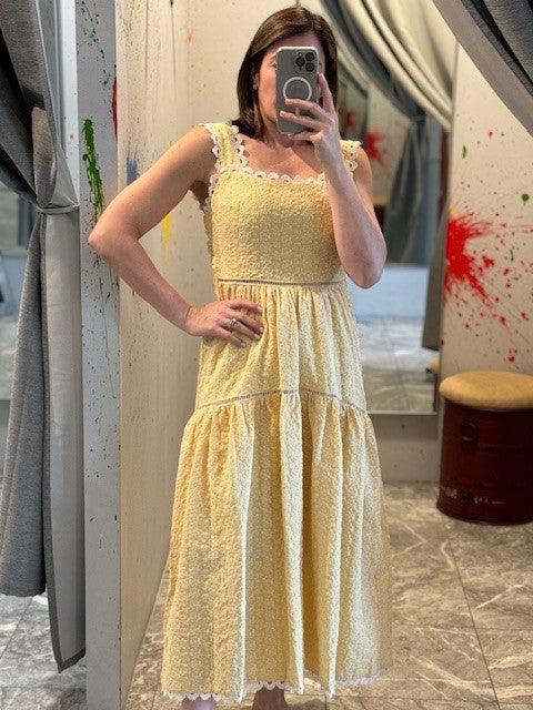 ES Yellow Eyelet Midi Dress - IF SO 