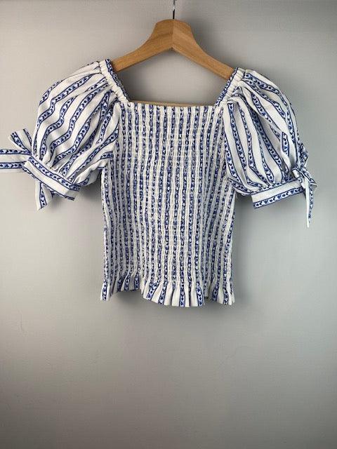 HB Blue Floral Smocked Top - IF SO 