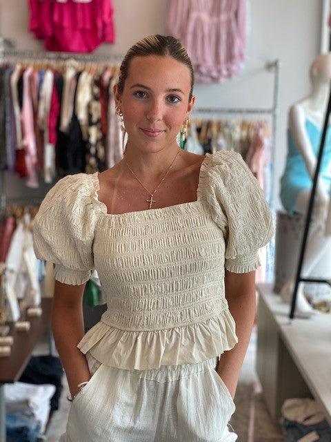 EF Nude Smocked Top - IF SO 