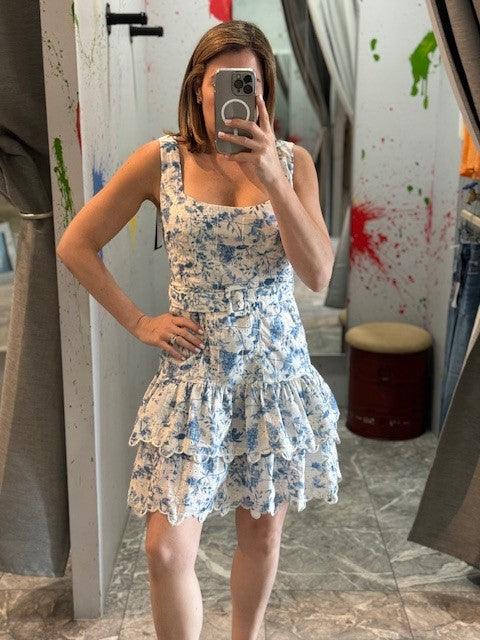 ES Blue Print Eyelet Dress - IF SO 