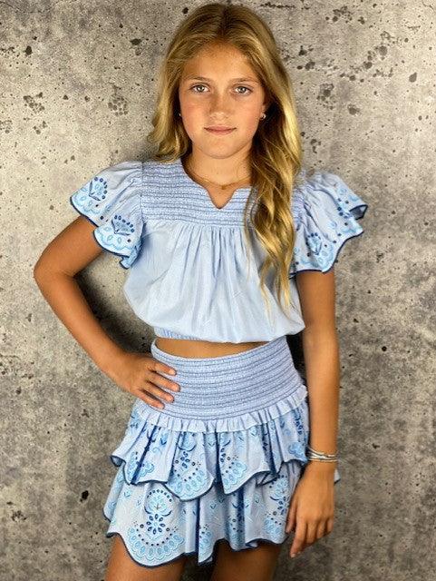 IS Blue Printed Skirt - IF SO 