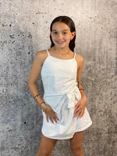 HB White Faux Wrap Romper - IF SO 