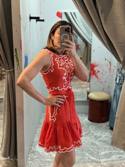 KG Red Embroidered Dress - IF SO 