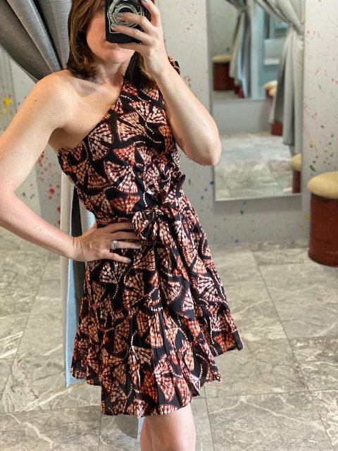 KG Black/Orange Leaf Print Dress - IF SO 