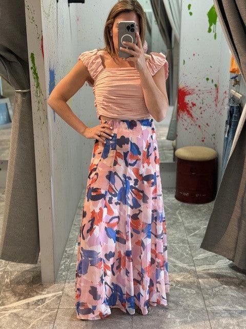 ES Red, Blue and Pink Print Skirt - IF SO 