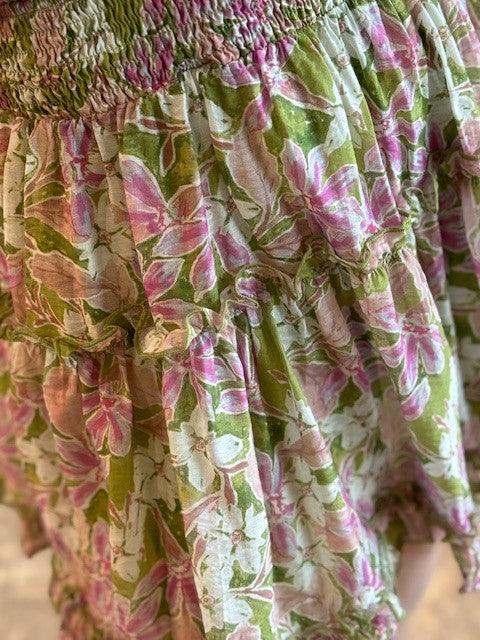 ES Olive Pink Floral Cutout Dress - IF SO 