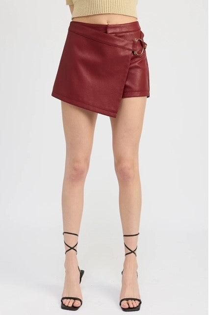 ES Dark Red Faux Leather Skirt - IF SO 