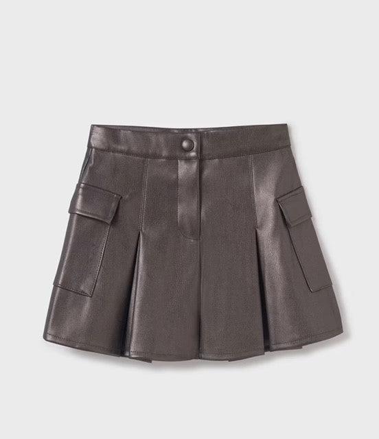 MAY Pewter Faux Leather Skirt - IF SO 