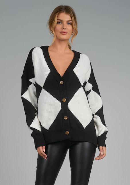 EL Black/White Check Cardigan - IF SO 