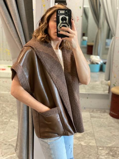 SU Chocolate Faux leather Vest - IF SO 