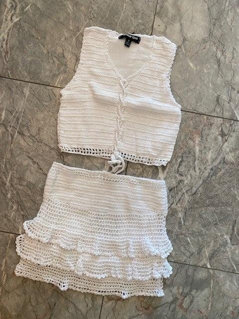 GL White Crochet Skirt Set - IF SO 